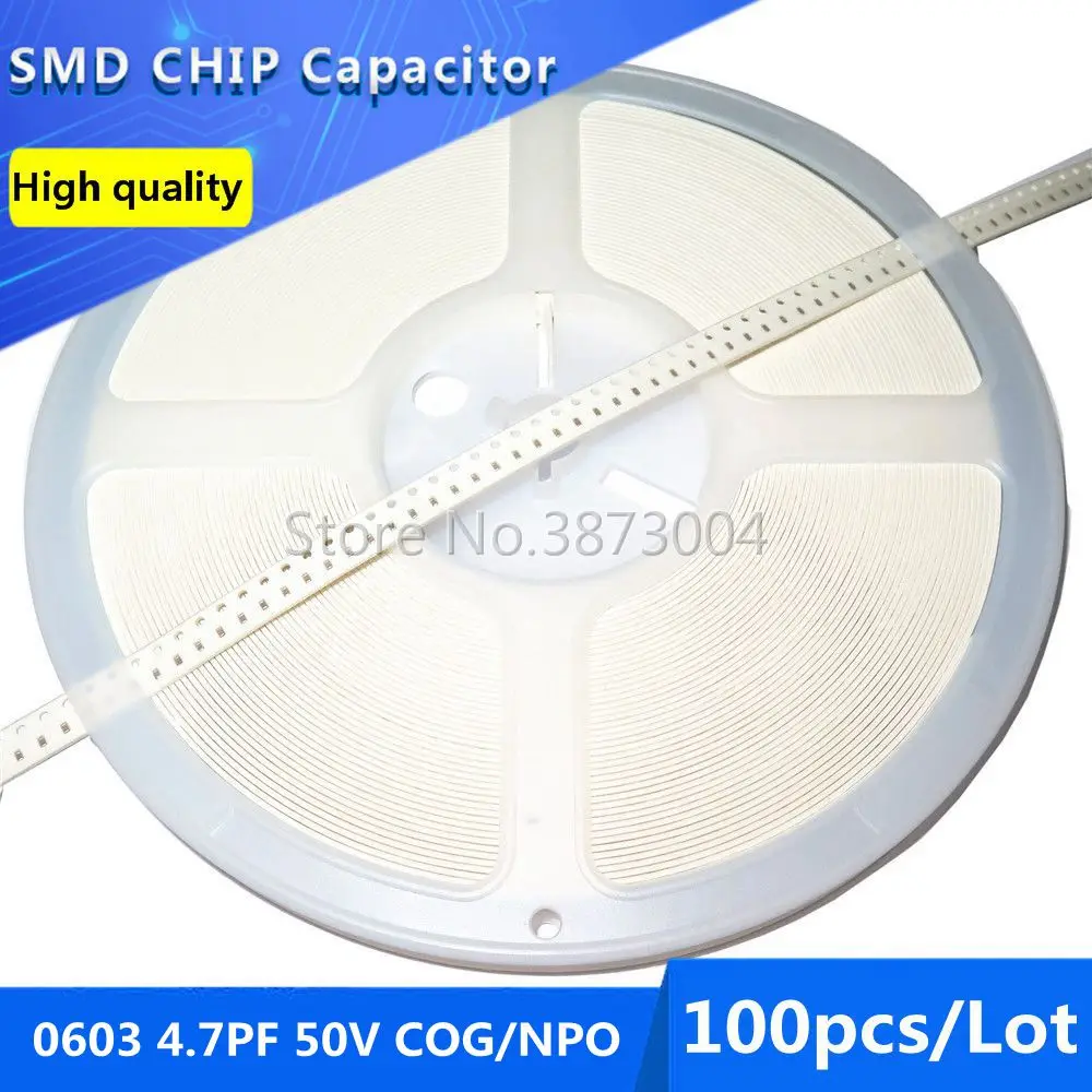 100pcs 0603 4.7PF 50V COG/NPO 0.25% SMD Chip Capacitor