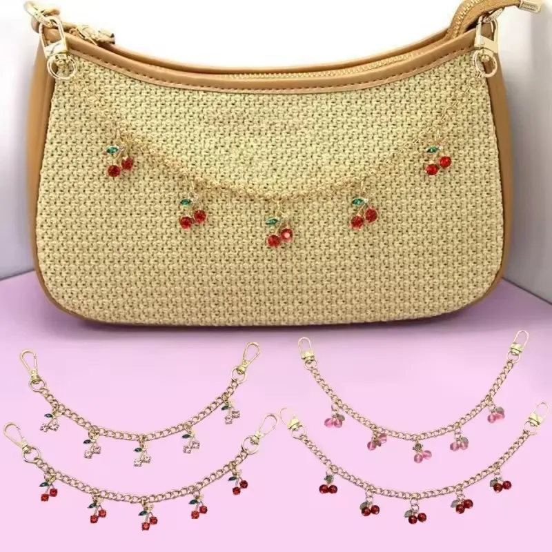 Fashion Women DIY Pink Strawberry Bag Pendant Exquisite Cherry Keychain School Student Bag Charm Mother's Day Gift Bag Accessory