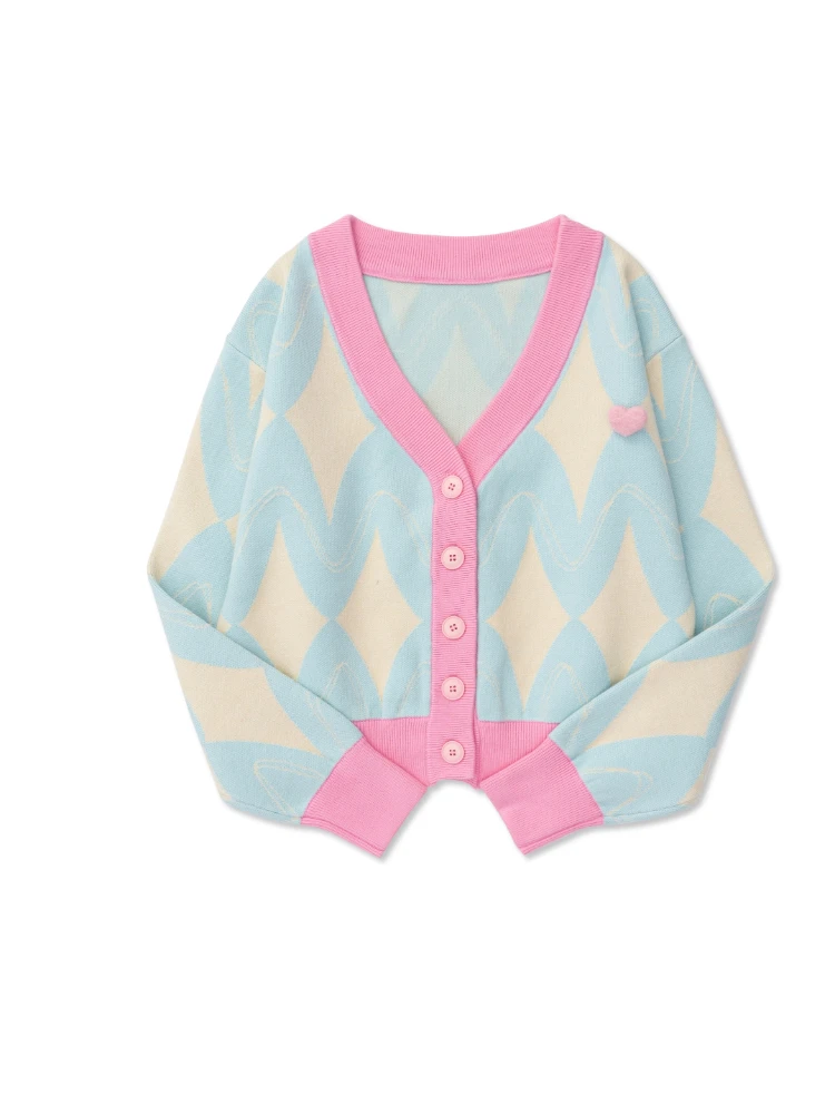 KOSAHIKI-cárdigan de punto para mujer, suéter suelto de un solo pecho, prendas de punto con cuello en V para estudiantes, Tops Coreanos