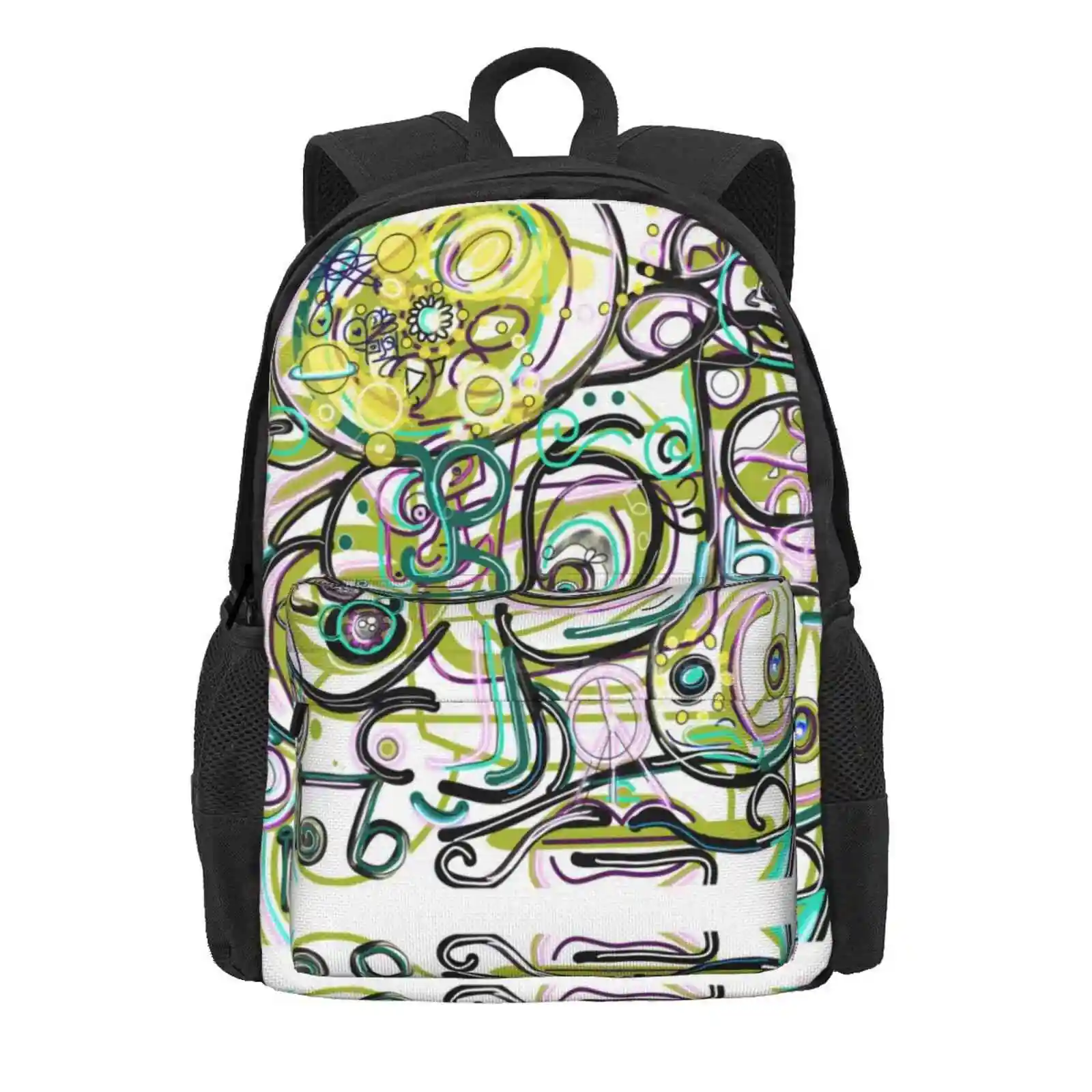 Intergalactic Star Hot Sale Schoolbag Backpack Fashion Bags Abstract Psychedelic Artsy Face Eyes Trippy Hippie Peace Music