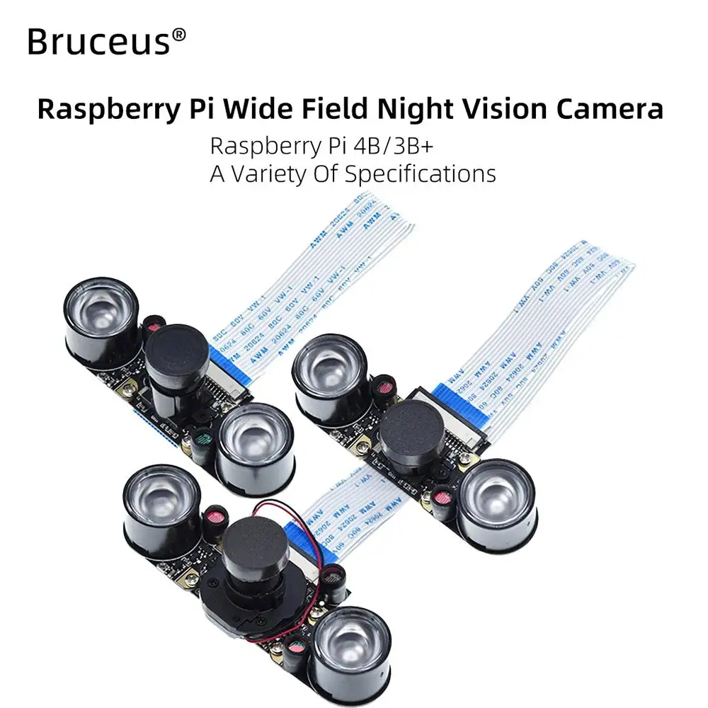 5MP OV5647 Night Vision Fisheye Camera 70/95/160 Degree Focal Adjustable For Raspberry Pi 3 4 Model B Plus