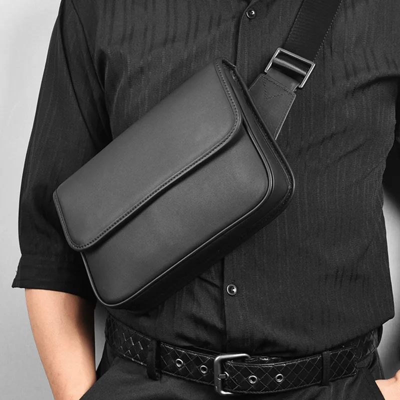 Men's Shoulder Bag Crossbody Bags Chest Cross Bag Man Genuine Leather Designer Handbag Fashion Sling Handbag One Shoulder New