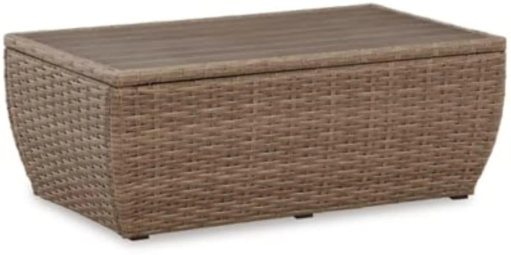 

Signature Design by Ashley Sandy Bloom Casual Outdoor Resin Wicker Rectangular Coffee Table, Light Brown