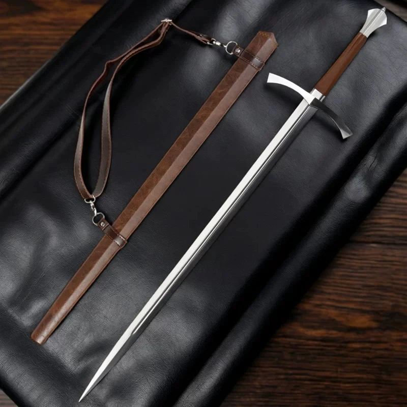 Medieval longsword replica European rending sword Wooden Grip Braided Leather Scabbard Decorative Collectible Sword