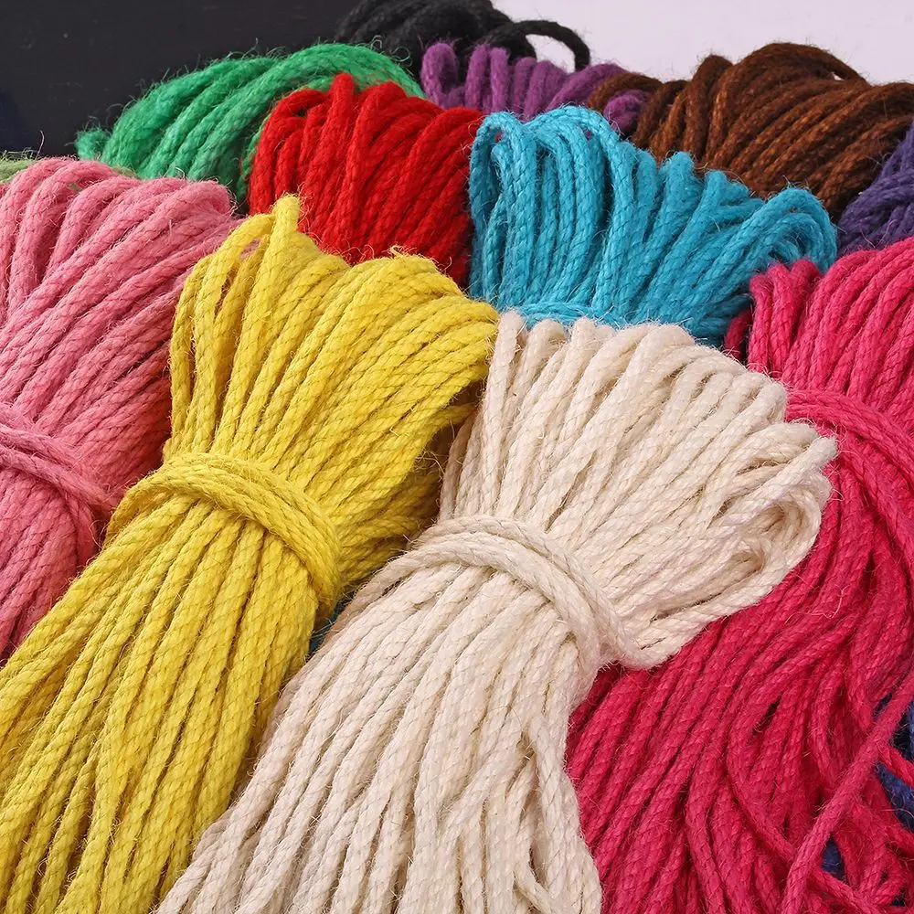 Kumihimo 5mm Color Jute Twine Craft Rope Home Decoration Cord Handmade Decorative Hemp Cordage Flowerpot Cat Tree Hemp Ropes