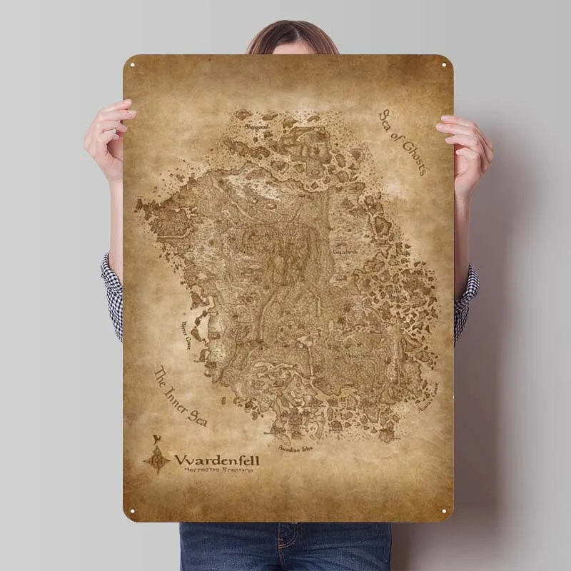 Morrowind Anth Map Metal Sign Game Poster Gift for Gamer Gaming Room Decoration Metal Wall Art Mural Man Cave Vintage Decor Home