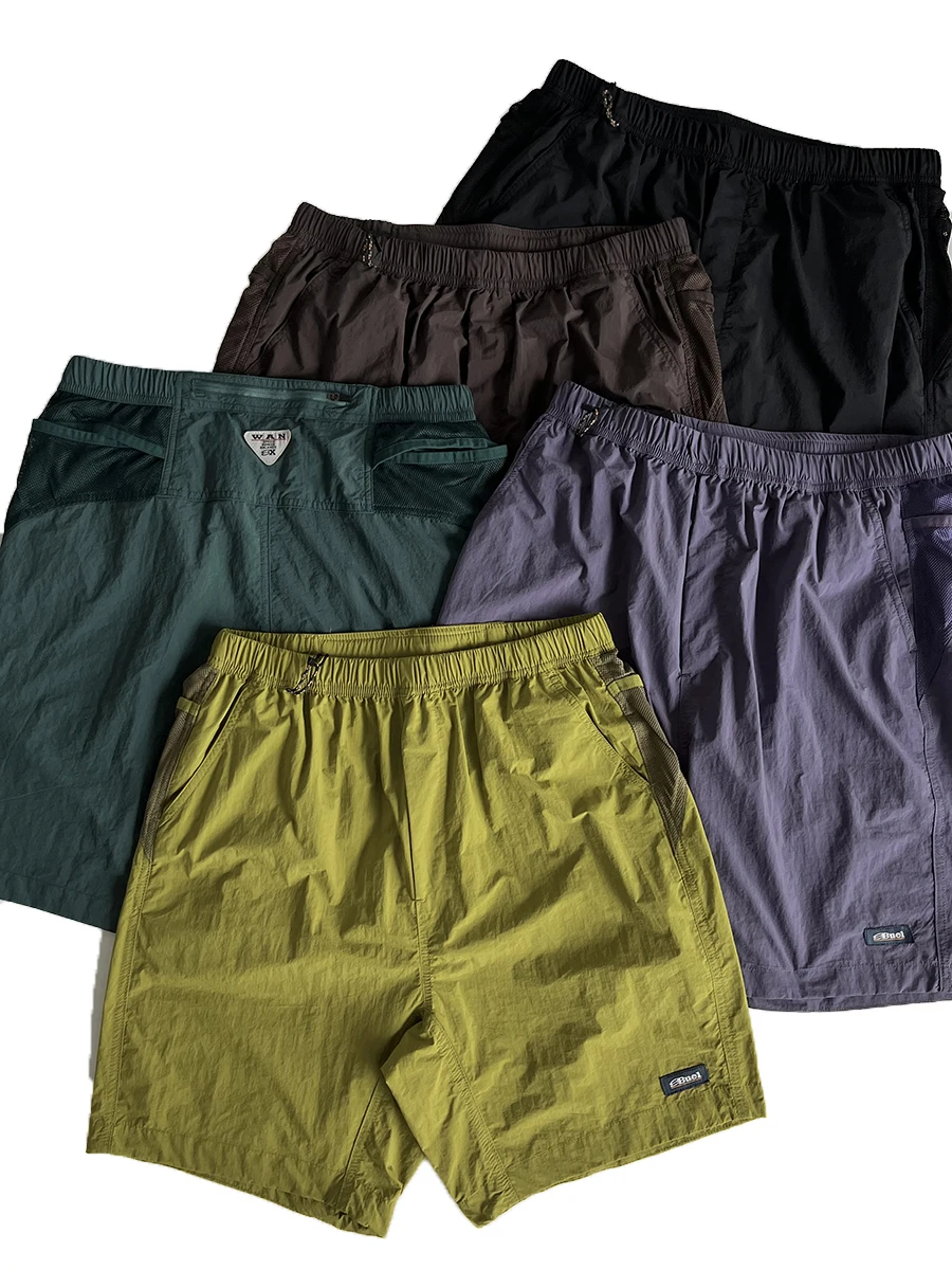 

Мужские летние повседневные брюки-капри свободного кроя с функцией быстрого высыхания, водонепроницаемые, в стиле ретро, молодежные, модные, трендовые, брендовые