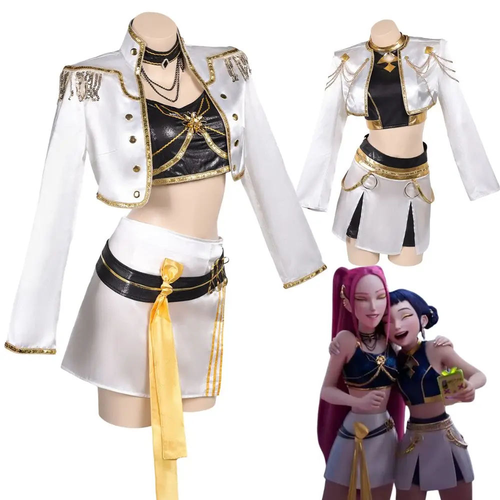 

Костюм для косплея Zoey Mira Kpop Demon Hunters для женщин и девочек, одежда, верхняя юбка, наряды для ролевых игр, карнавальный костюм на Хэллоуин