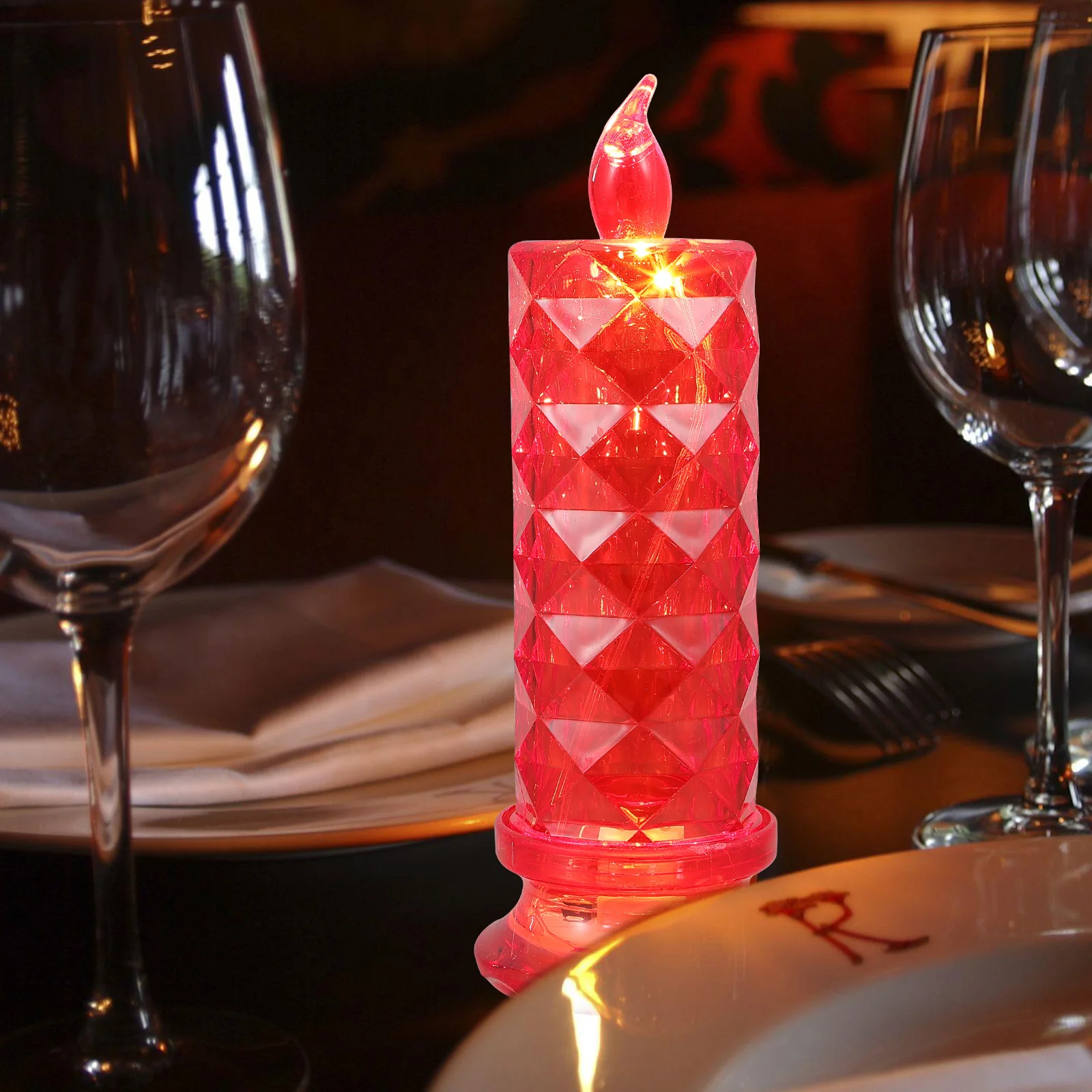 

Realistic LED Light Flameless Electronic Wax Lamp HomeDecoration RoseDesign RefractionLight Durable Safe Clean Plastic