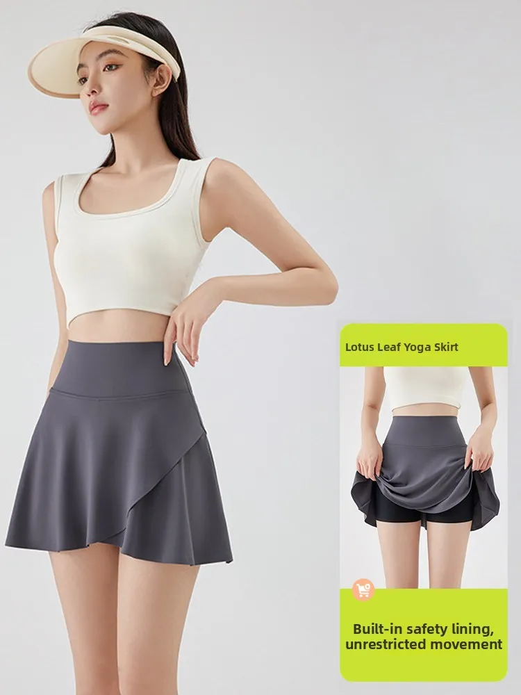 

ay Anti-Light A-Line ter Skirt Women's Fitn Sport Skirt Tennis Badminton Pleated Yoga ort Skirt High Waist Elastic ...
