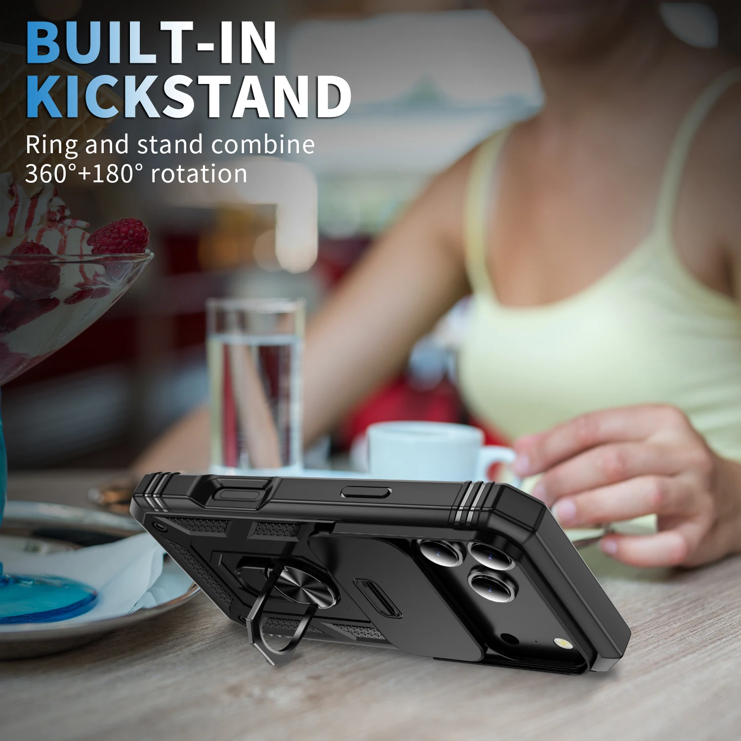 Casing Pelindung Kamera dengan Ring Kickstand untuk iPhone 17 Pro Max 16e 15 17 Air 14 Plus 13 12 Pro iPhone16 iPhone17 Funda