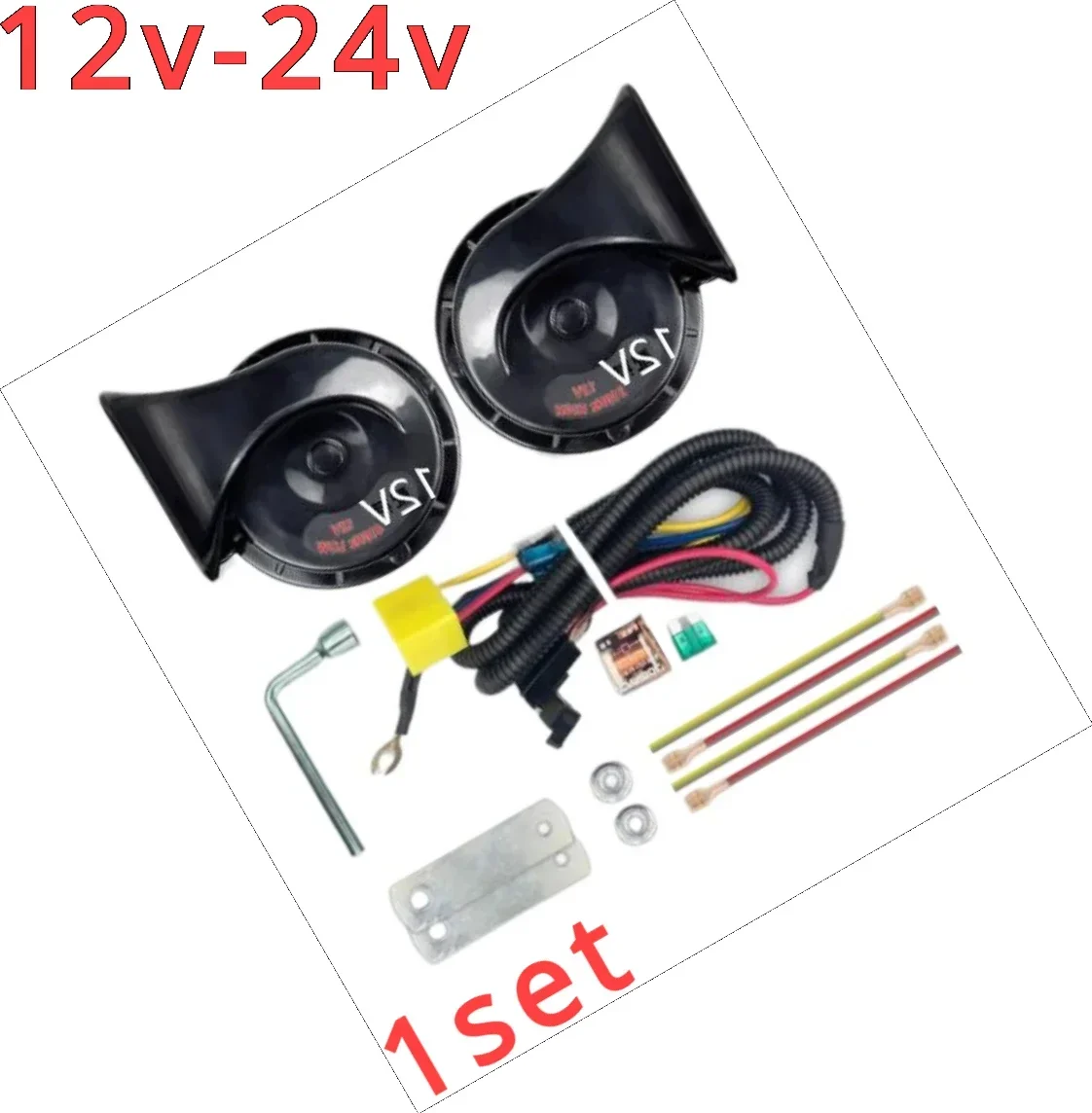 For Dual Tone Snail Horn 12V 48V 60V Motorcycle Electric Car Bass Snail Speaker Multi-tone Claxon A Set of Horn Wires and Relays