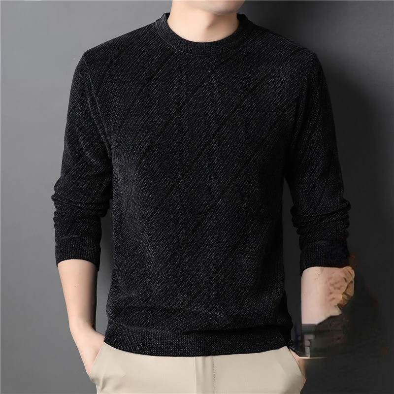 

New High End Fashion Brand Knitted Pullover Comfort Fashion Men Thick Knit Pullover Solid Color Slim Autumn Winter Pullover D65