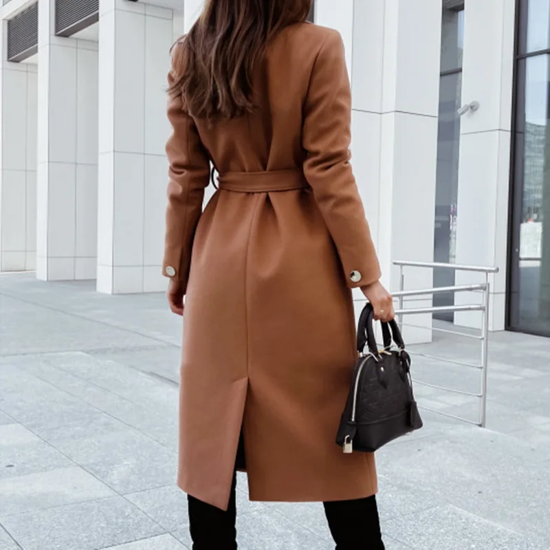 Donna autunno e inverno 2022 temperamento di media lunghezza spessa lana a maniche lunghe giacca da donna Trend cappotto di lana alla moda rosso