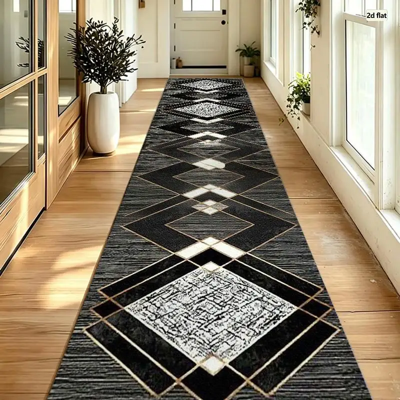 1 Piece Modern Geometric Charcoal Gray White Gold Line Pattern Rug, Soft And Comfortable, All Seasons, Lightweight Easy To Maintain, Living Room, Bedroom, Dining Room Decor, Autumn, Winter