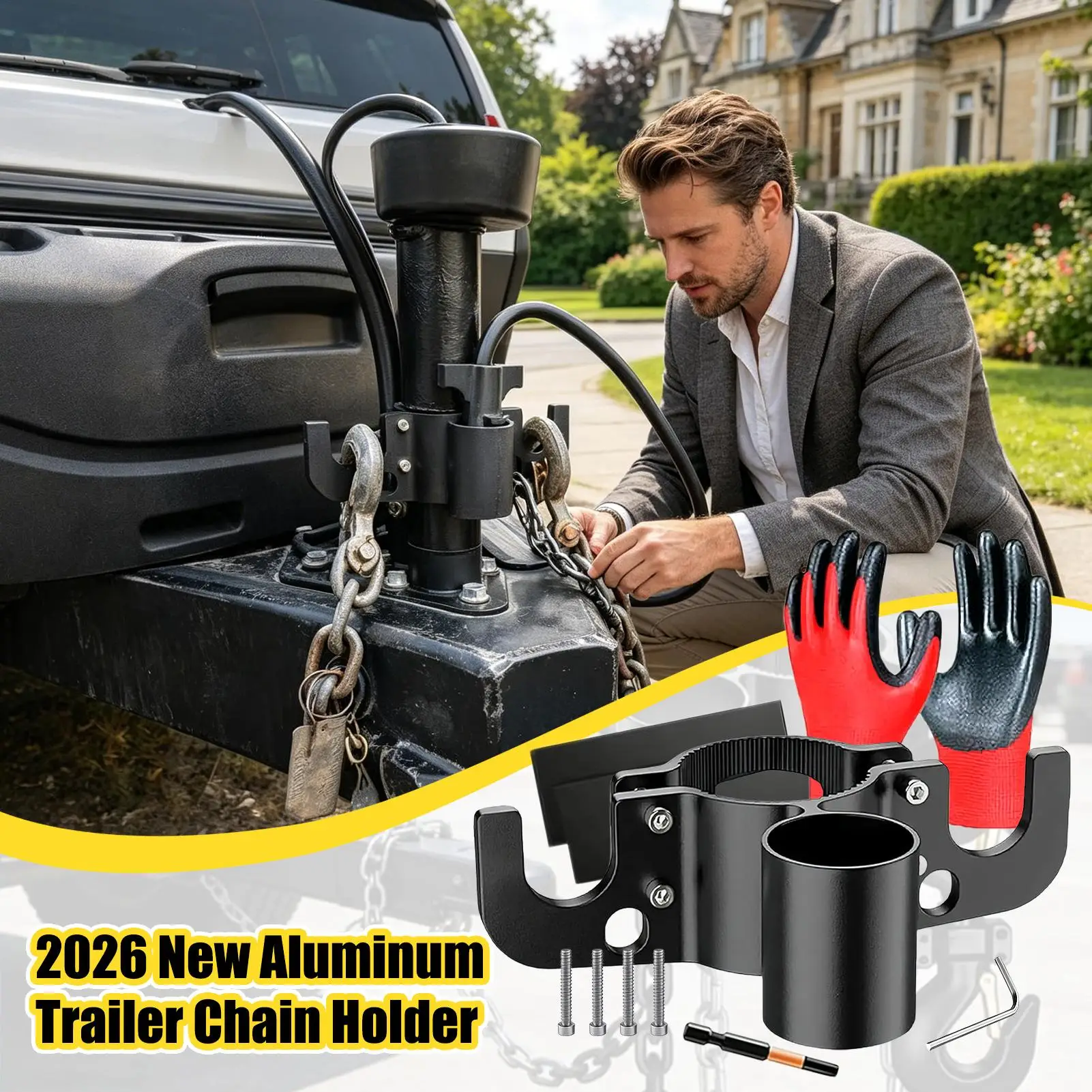 

Towing Chain Organizer Heavy Duty Aluminum Alloy Storage 7 Way Plug Holder For Boat Truck Tractor Motorcycle Travel Outdoor