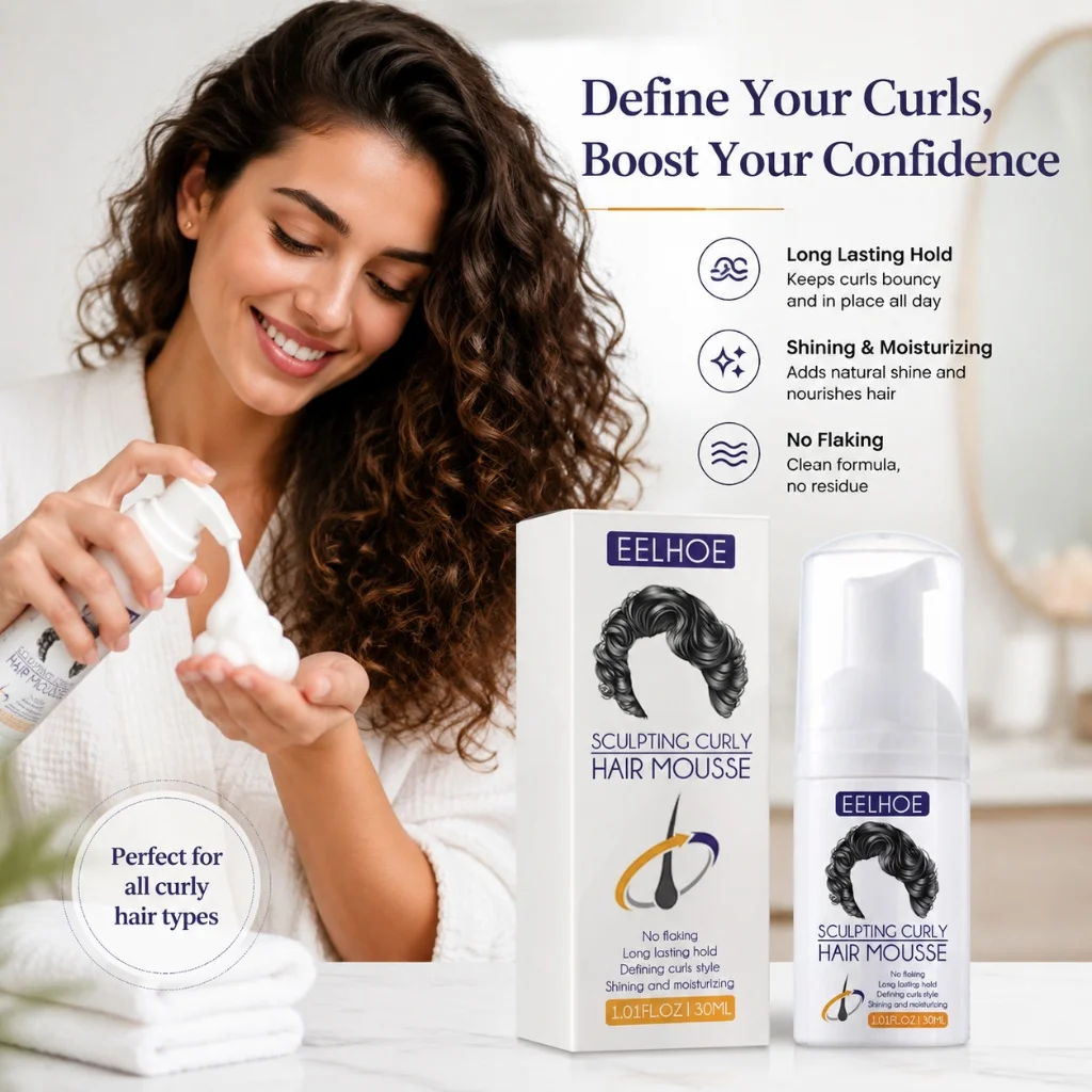 Curly Hair Volumizing Styling Cream Natural Moisturising Styling Treatment Hair Spray for Defines Curls and Long-lasting Shiny