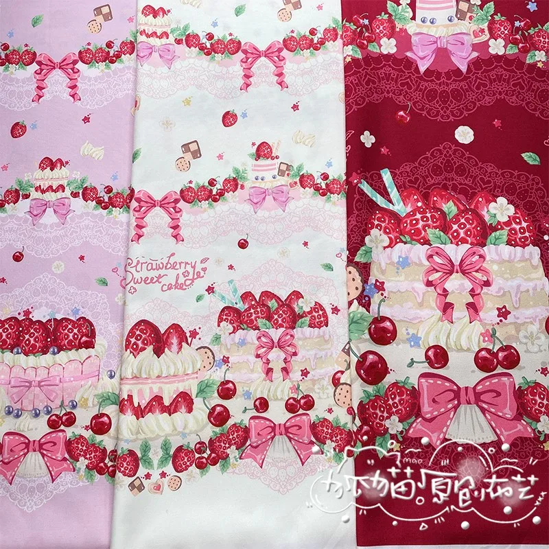 Lovely Lolita Lace Strawberry Plant Printing Dress fabric borsa da lavoro manuale fai da te materiali per la contabilità a mano gonna per bambini