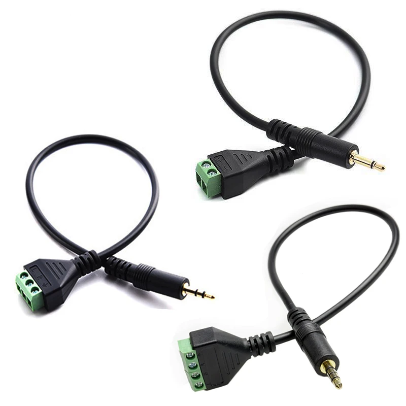 1PCS 30CM 3.5mm 2/3/4 Pole Male to AV Screw Terminal Block Stereo Audio Video Connector Plug