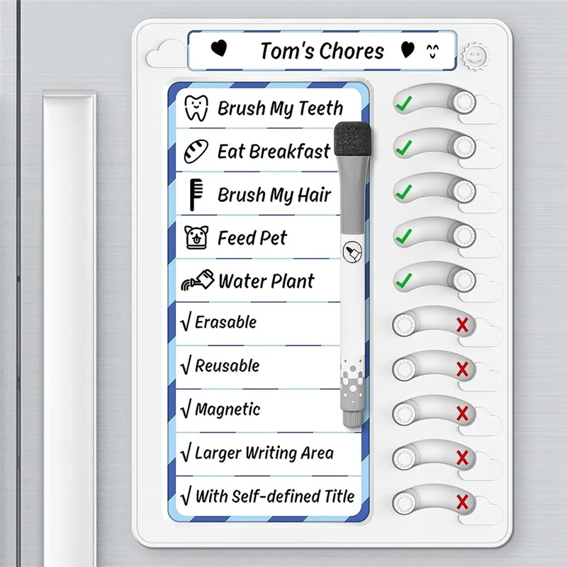 C9-Erasable Chore Chart For Kids For Kids To Do List Routine Task Planning Board With Magnetic Stickers Refrigerator Magnet Dura
