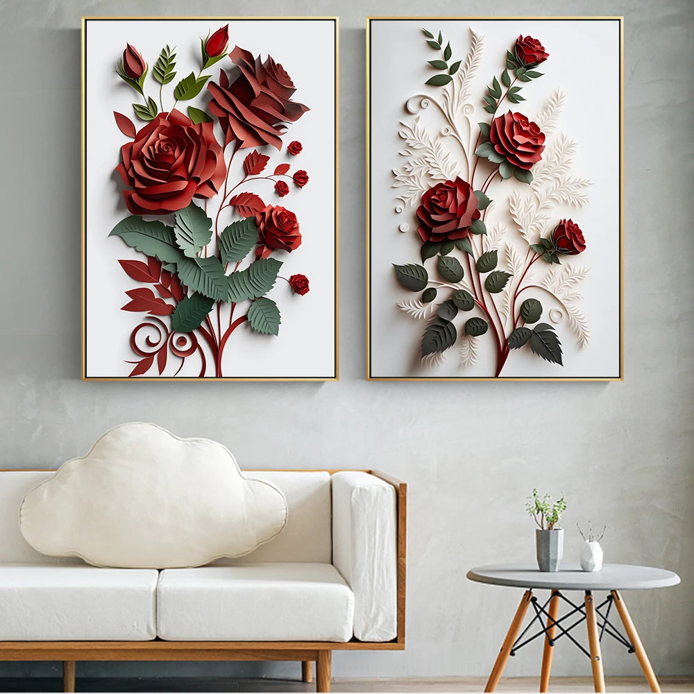 Flower Collage Poster Prints For Gallery Living Room Home Decor Aesthetic Rose Pictures Nordic Plant Canvas Painting Wall Art