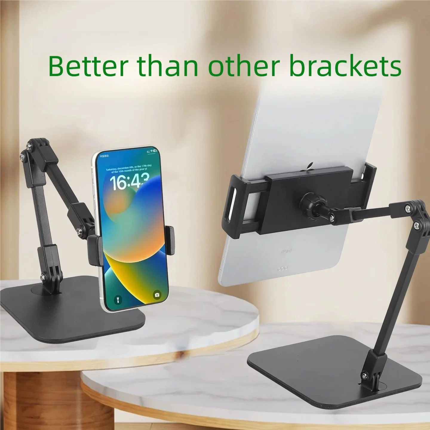 

Desktop Live Streaming Phone Tablet Metal Telescopic Overhead Shooting Stand 360-degree Rotating Lazy Arm Stand