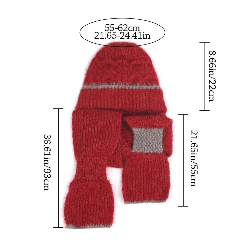 Sciarpa con cappuccio integrata invernale in peluche alla moda Cappello con protezione per le orecchie lavorato a maglia ispessito Set di sciarpe morbide casual con cappuccio per esterni