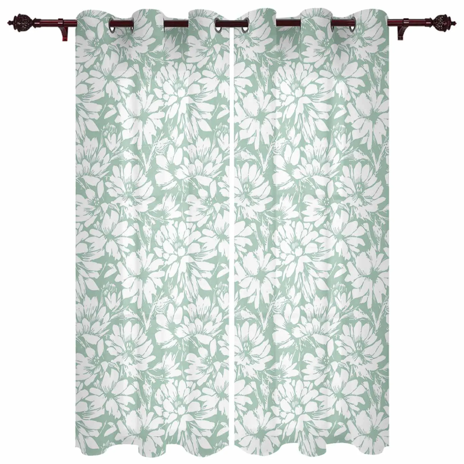 Chrysanthemum Plants Spring Flower Living Room Curtains Modern Home Decor Kitchen Drapes Bedroom Balcony Window Curtains