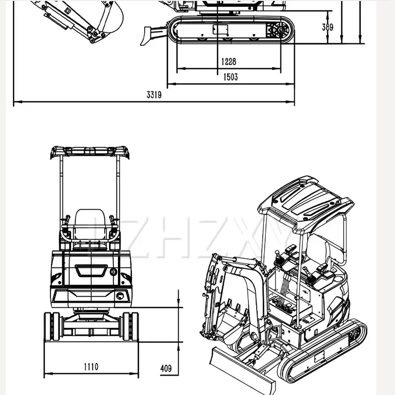ZY-18 Excavator Construction, Municipal Engineering, Landscaping Multi-Purpose Mini Excavator Earthmoving and Mining(Customized)