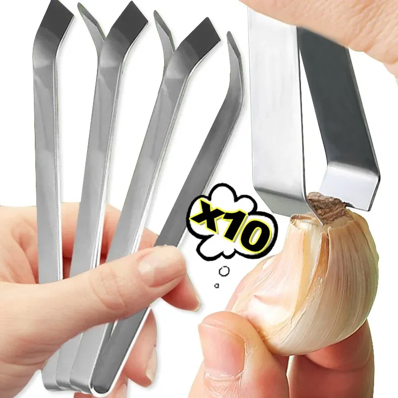 1/10x Stainless Steel Garlic Peeler Quickly Garlic Peeling Pig Hair Plucking Clip Fish Bone Tweezers Home Kitchen Accessories