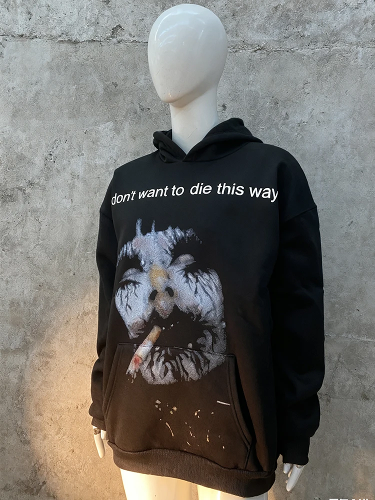 

Harajuku Gothic Fashion Personalized Print Hooded Sweatshirt for Men and Women Unisex Punk Retro Jacket Y2K Clothing