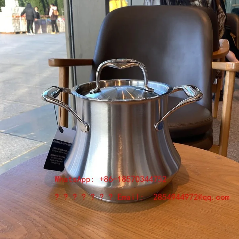 18-10 Stainless Steel Soup Pot Binaural Stock Pot Stew Pot Household Large Capacity
