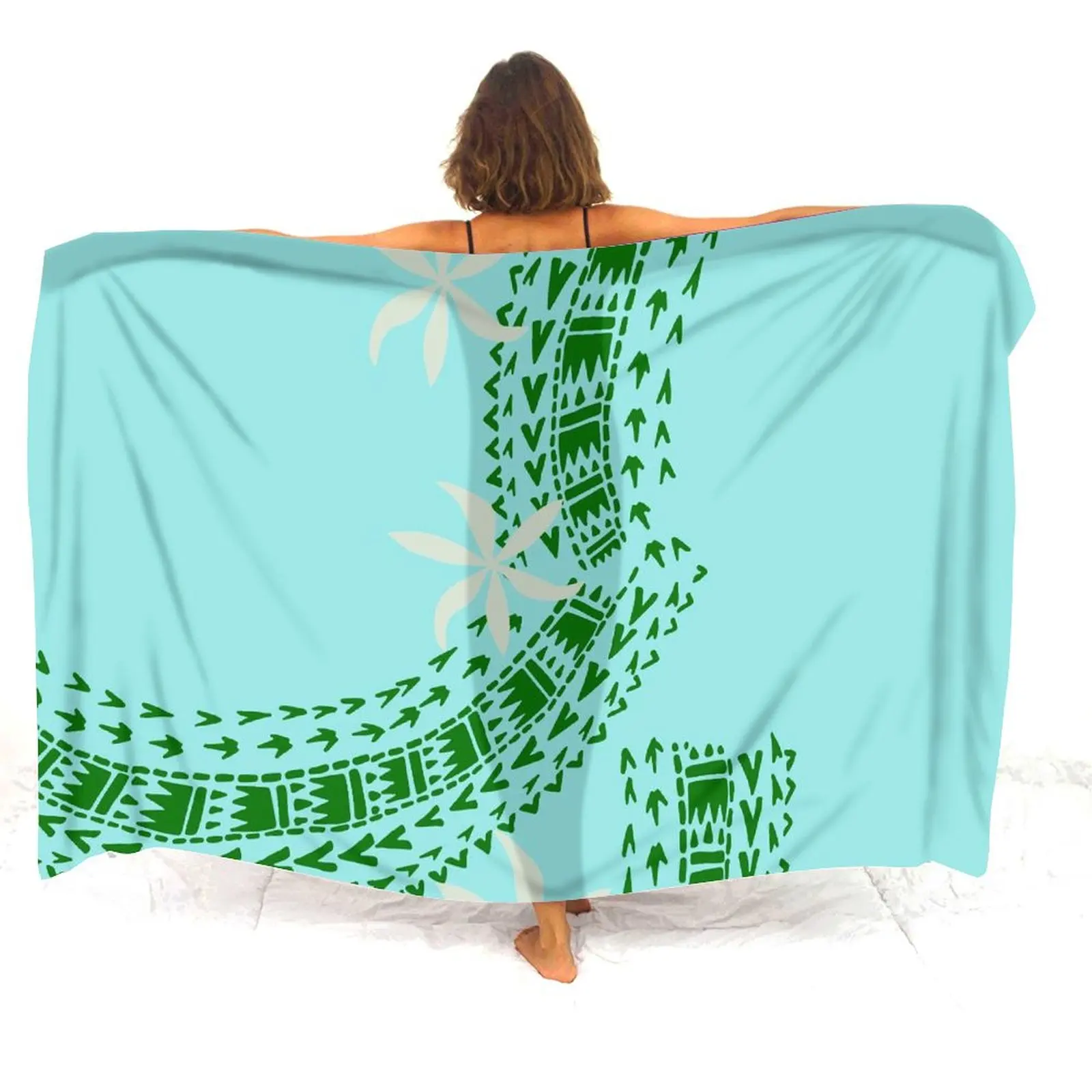 Estilo polinésio impresso verão feminino sarong praia sarong capa à prova de vento saia sarong personalizável