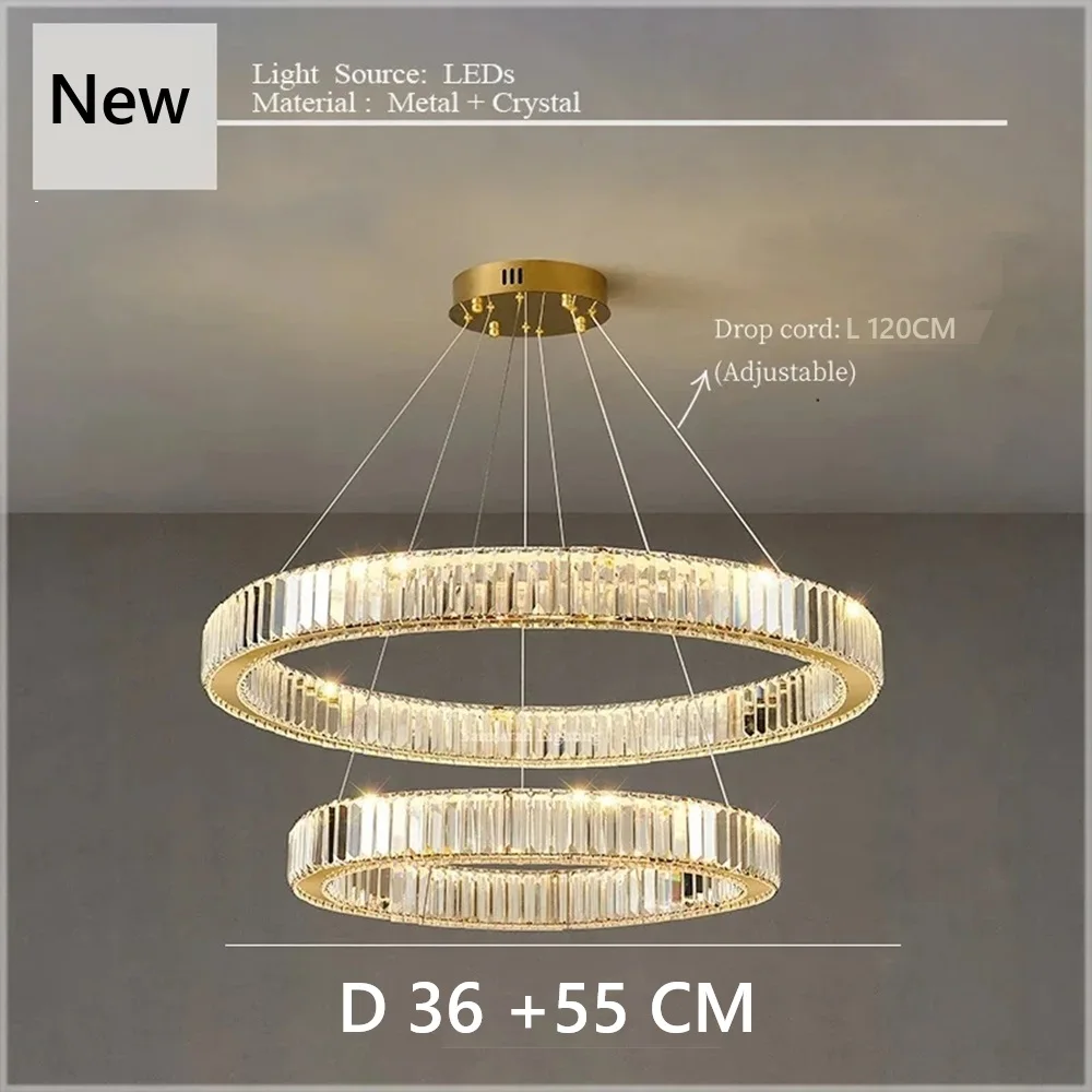 IRALAN plafondhanglamp luxe kristallen ring kroonluchter plafondverlichting met afstandsbediening dimbare slaapkamer woonkamer lamp