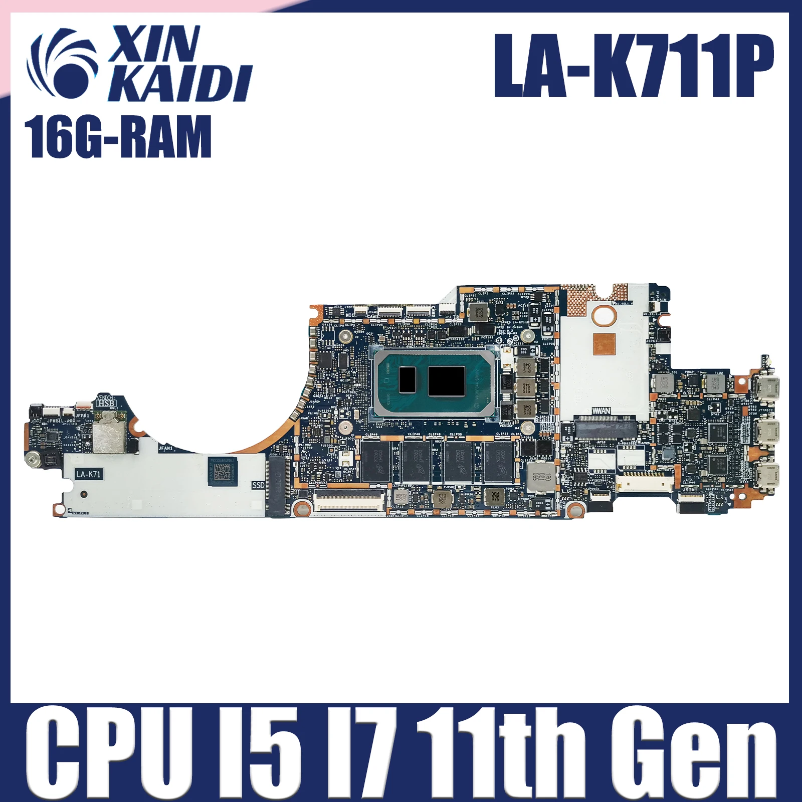 

LA-K711P Mainboard For HP Elitex2 G8 Laptop Motherboard With CPU I5 I7 11th Gen 16G-RAM M53510-001 Test OK