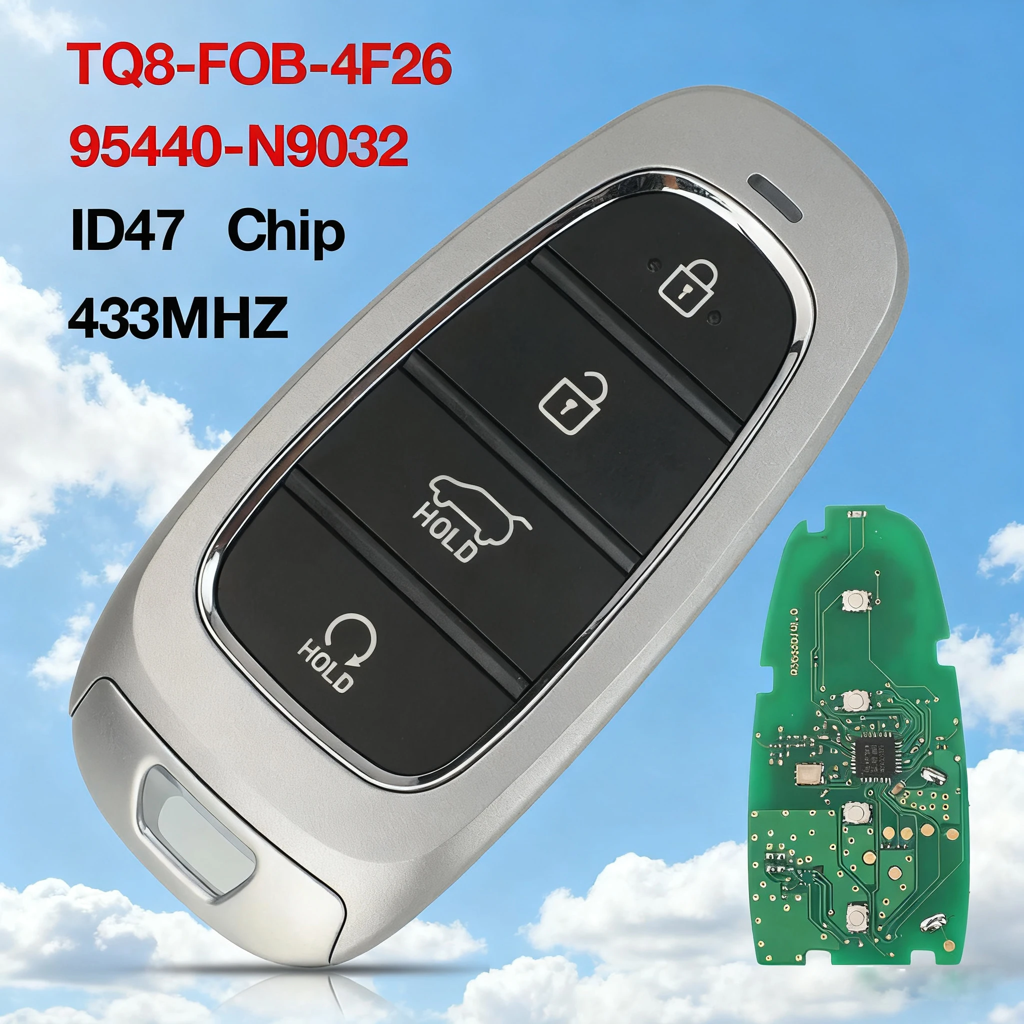 jingyuqin-4ボタン-433mhz-hitag-3-id47チップ-キーレスゴーコントロール-フォブ-スマートリモートカーキー-ヒュンダイ・ツーソン2022-95440-n9032用