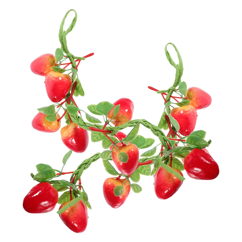

2pcs Artificial Strawberry String Realistic Simulated Fruits Decorative Hanging Ornament Home Party Photo Props Lifelike Fruit