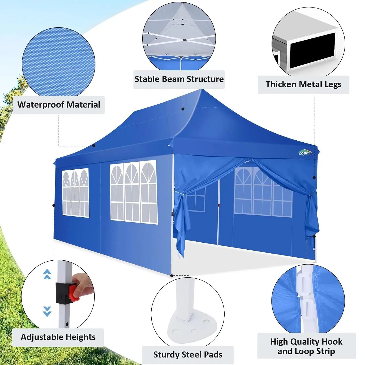 10x20 Pop up Canopy Tent Portable Instant Gazebo with Carry Bag, Customized view 3
