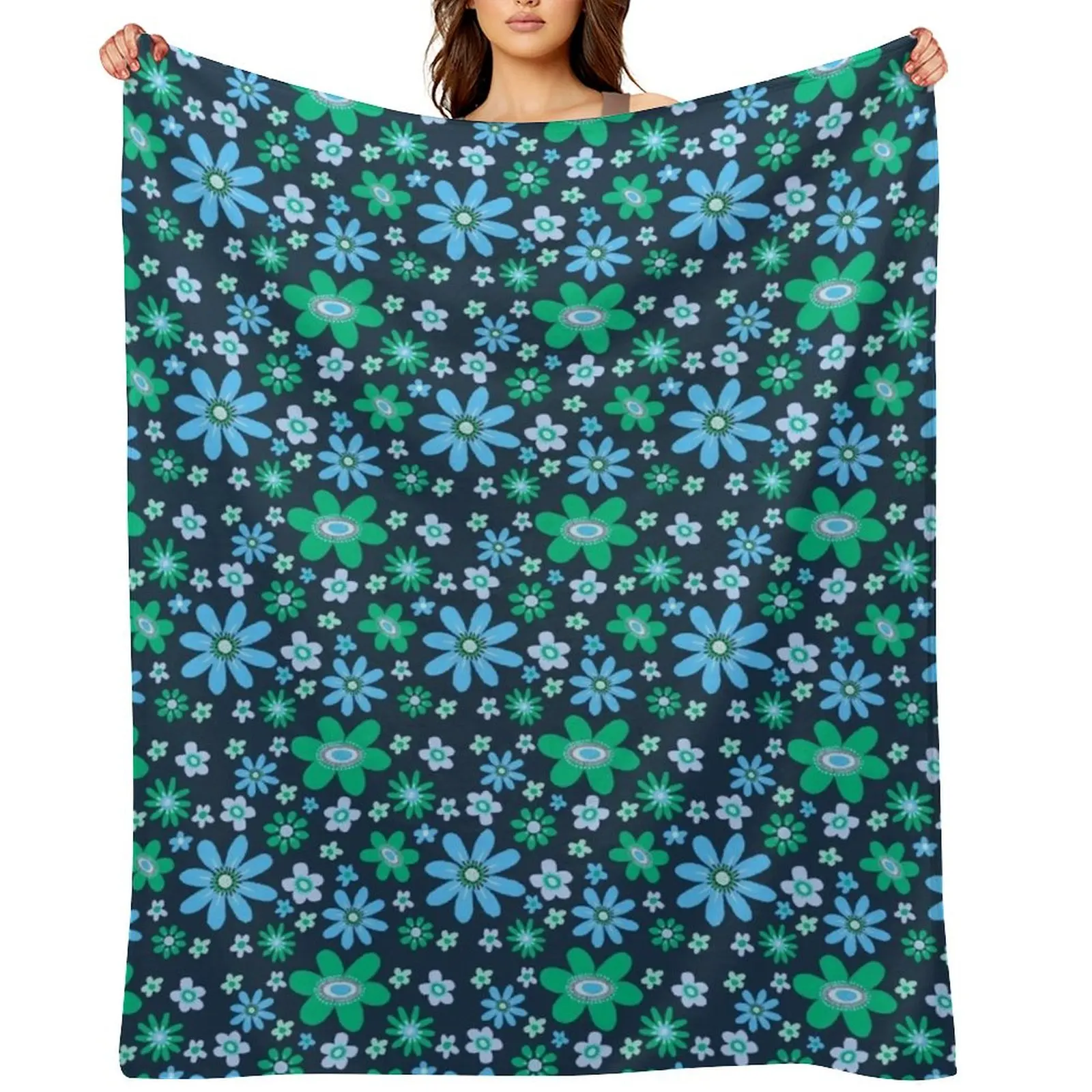 

Blue and green flowers Throw Blanket Baby Soft warm winter Luxury Thicken Blankets