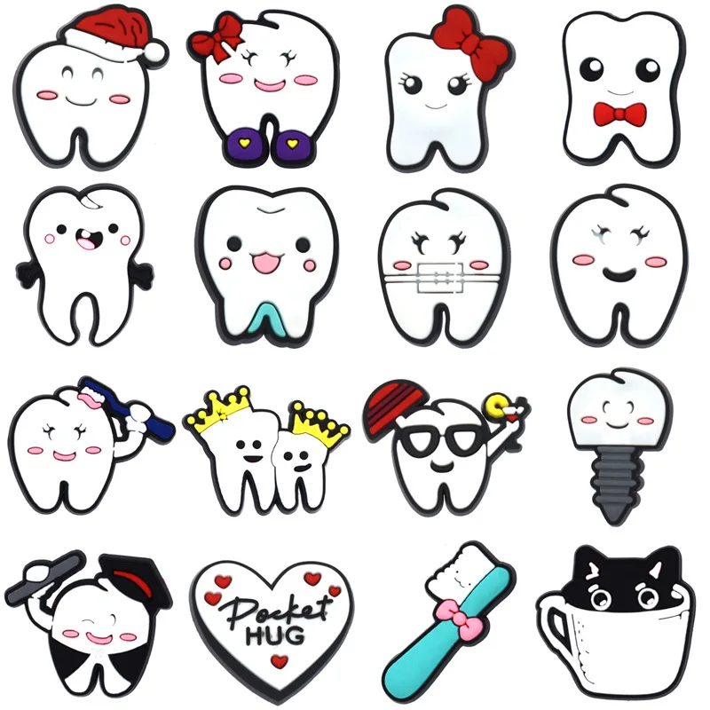 lovely teeth PVC shoe Charms Buckle combination for Wristbands sandal Slippers accessories Decoration Bands gift unisex party
