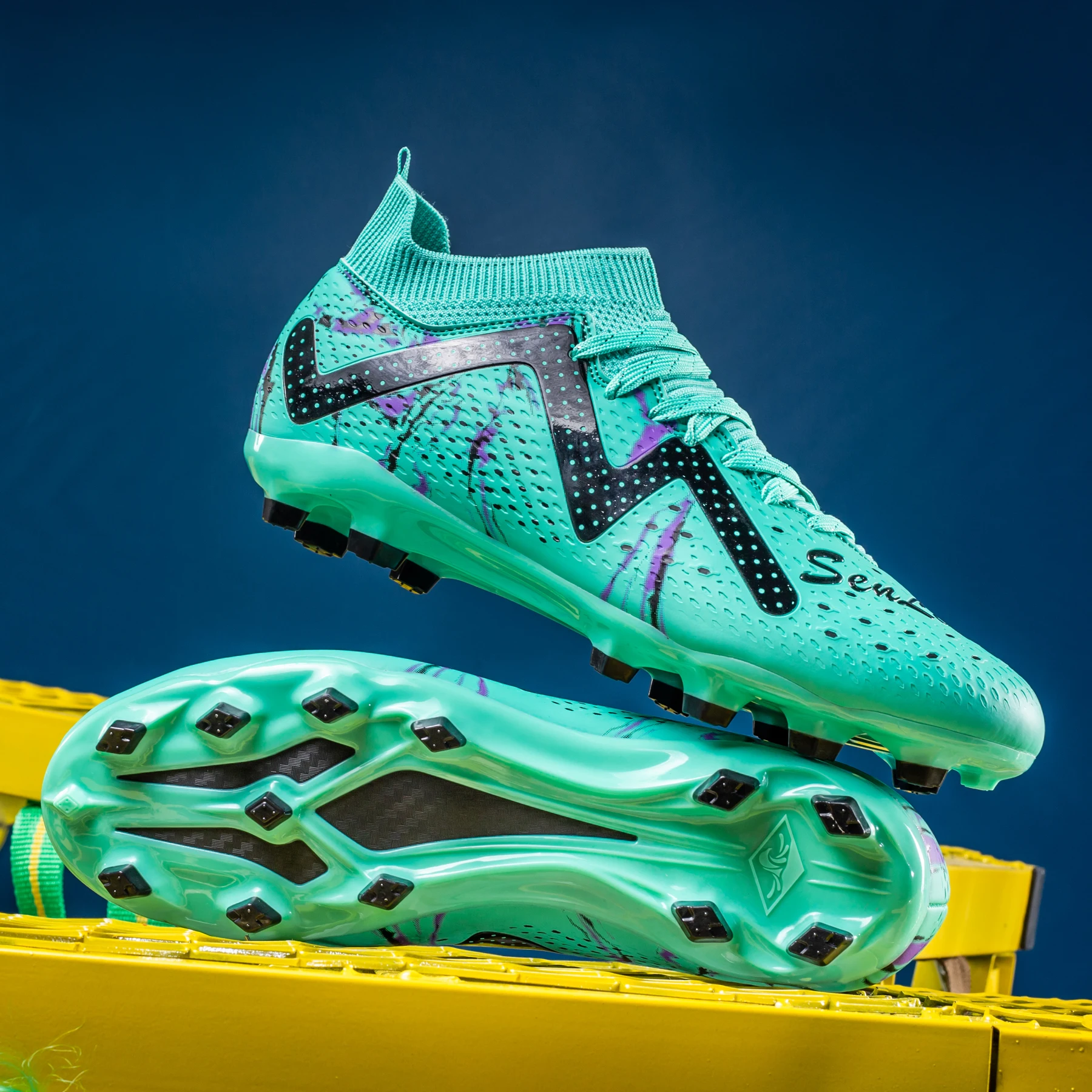 남성용 축구 클리트 남성용 축구 클리트 빅 보이즈 미드탑 스파이크/청소년용 TF 신발 전문 훈련 잔디 운동화