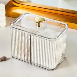 Transparent Plastic Square Swabs Cosmetic Organizer Storage Box Cotton Pads Holder For Daily Storage