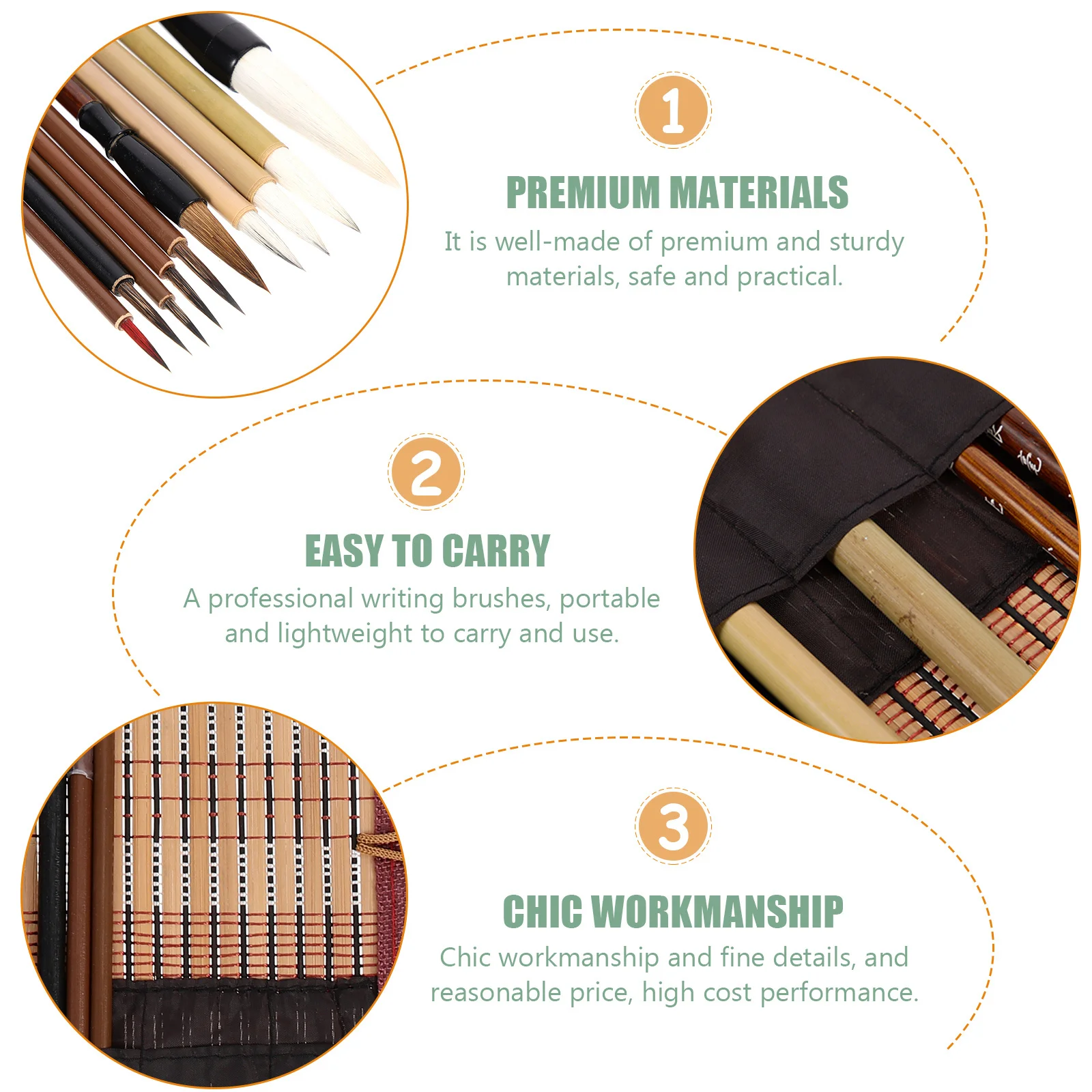 Ensemble de pinceaux de calligraphie chinoise, manche en bois de qualité supérieure, Portable et léger pour peinture, écriture, dessin, fournitures scolaires d'art, 12 pièces