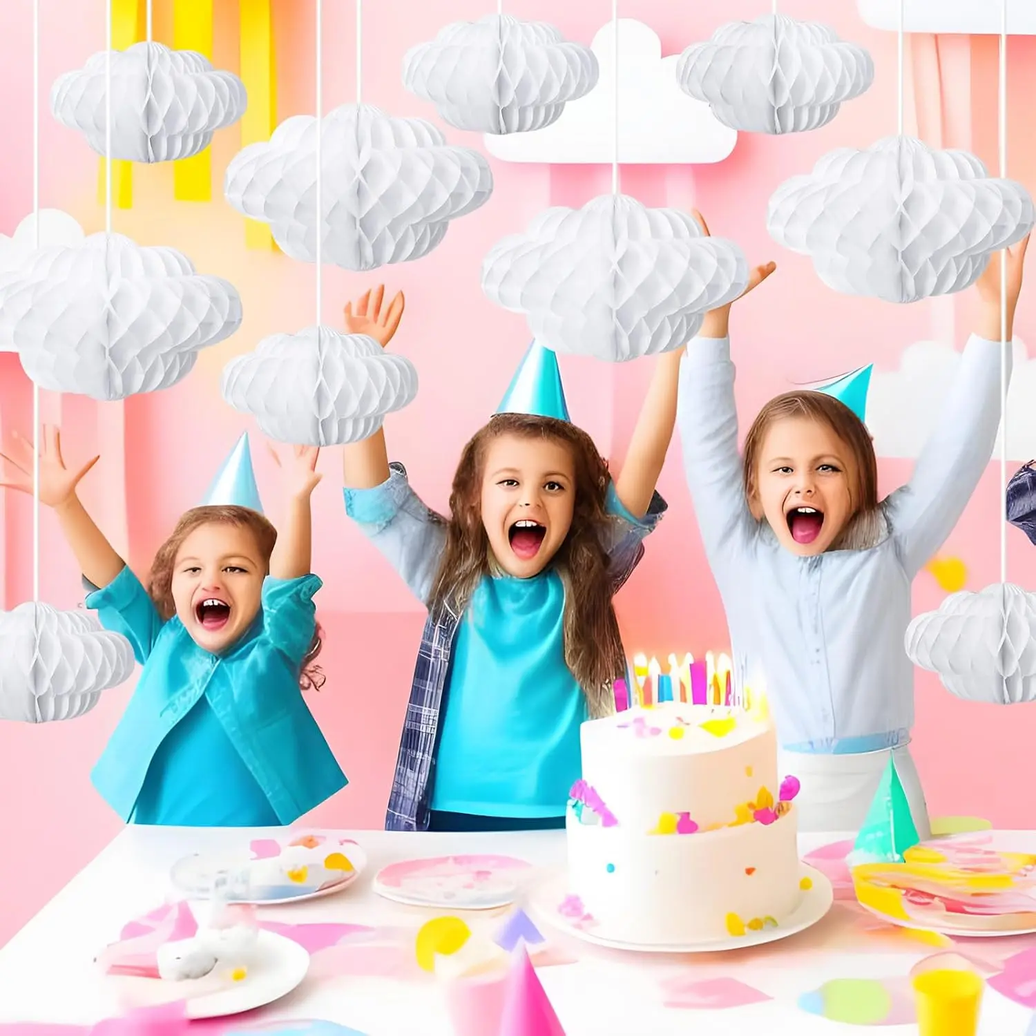 9/3/1Pcs Nette 3D Weiße Wolke Papier Hängen Waben Ball Papier Wolken für Hochzeit Geburtstag baby Shower Party Kulissen Dekor – Detail 39