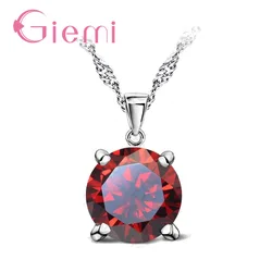 Gorgeous Austria Crystal Stone Pendant Necklace Wedding Jewelry for WomenAuthentic 925 Sterling Silver Chain Female Gifts