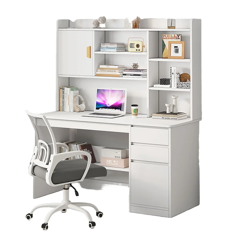 *Study Table Simple Student Home Desk with Integrated Bookshelf Bedroom Computer Study Desk and Bookcase for Writing