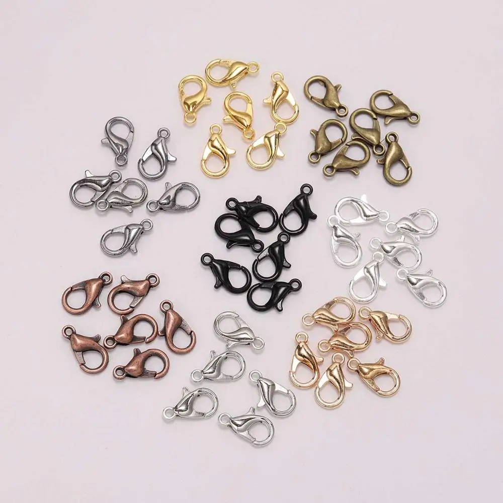 50Pcs/lot 10 12 14 16 21mm Alloy Gold Lobster Clasp Hooks Connector Chain For Necklace Bracelet DIY Jewelry Making Accessories