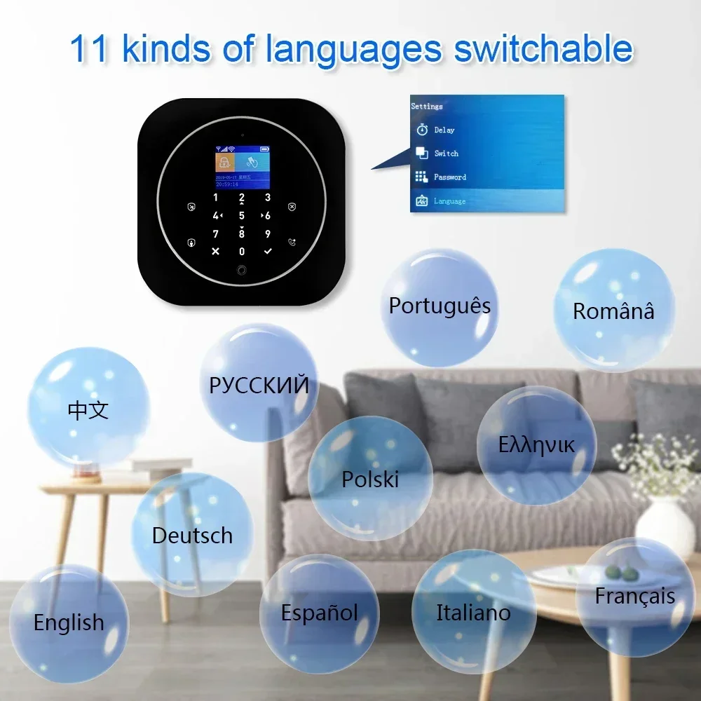 Tuya WiFi GSM Home Security Protection Smart Alarm System LCD Screen Burglar Kit APP Remote Control Arm+smoke Alarm