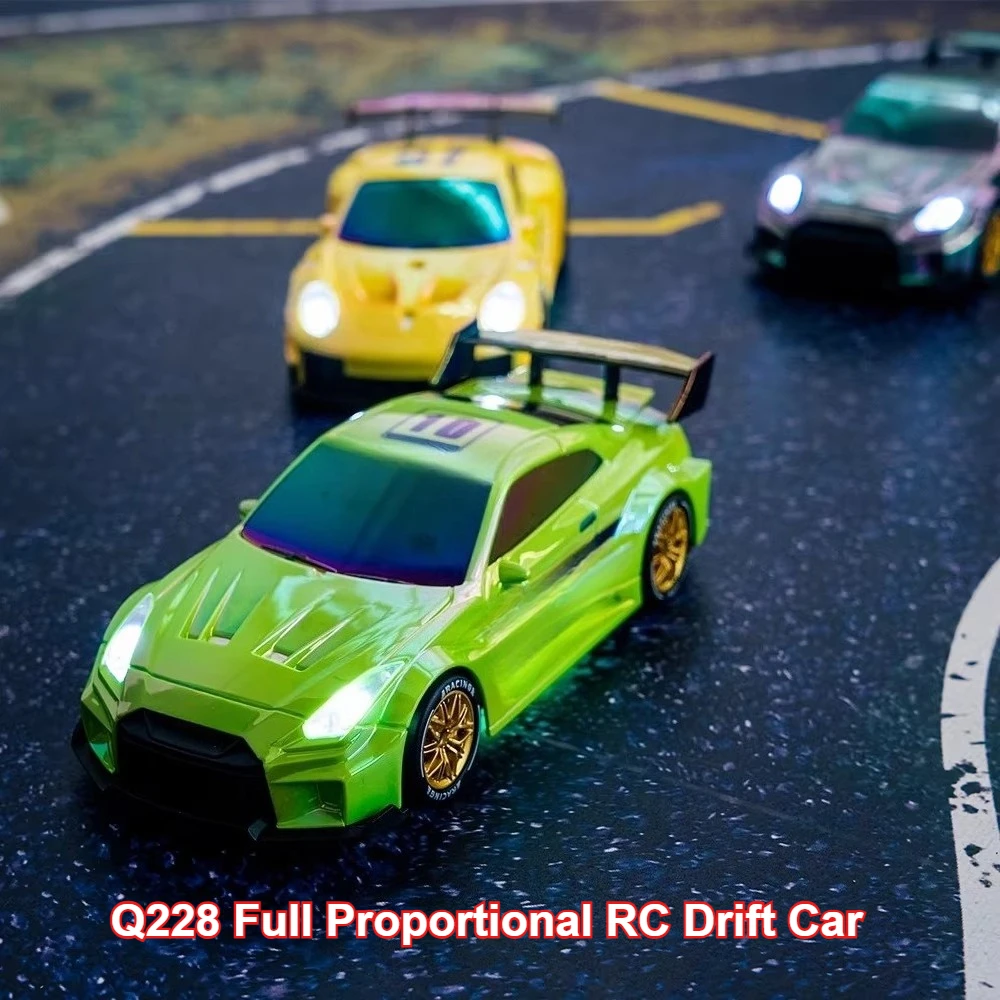Q228 Full Proportional RC Drift Car 4WD Simulated Model Cool Body Lights 2.4GHz High Speed Competitive Racing Toy Holiday Gift