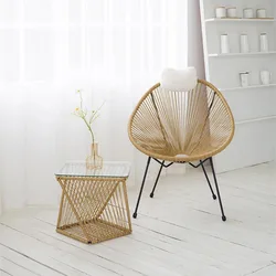 Nordic Living Room Chair Home Furniture Leisure Armchair Ins Wicker Chair Balcony Outdoor Rattan Chair Balcony Backrest Armchair